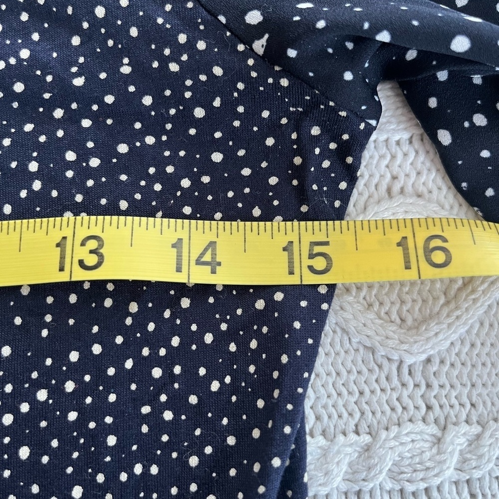 LOFT Navy Blue Speckled Dots Blouse Rayon Blend Women’s Size Small - Picture 15 of 16